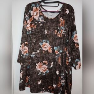 Avenue Brown Floral Tunic Top